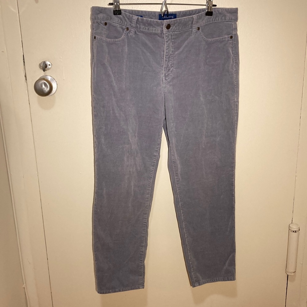Talbots Grey Corduroy Pants Slim Ankle Curvy Fit Plus Size 14